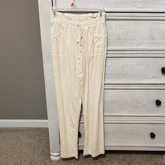 A. Byer Cream Linen-Blend Pants - Picture 1 of 5